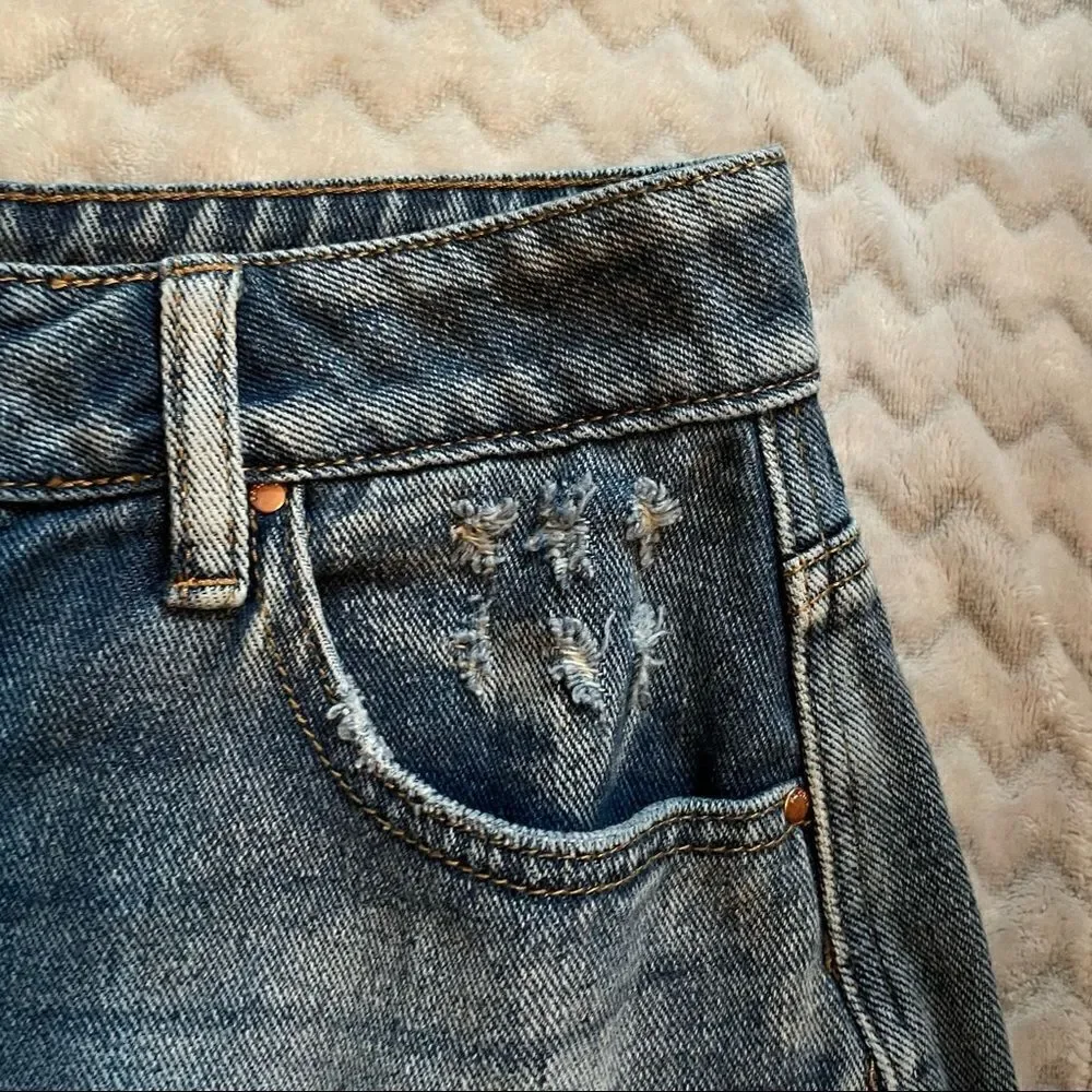 PacSun Mini Denim Skirt Raw Hem and Mixed Washes 27
